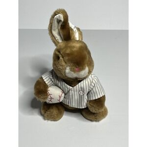 Vintage Dandee Plush Bunny Baseball Stuffed Animal Rabbit Collectible 14"